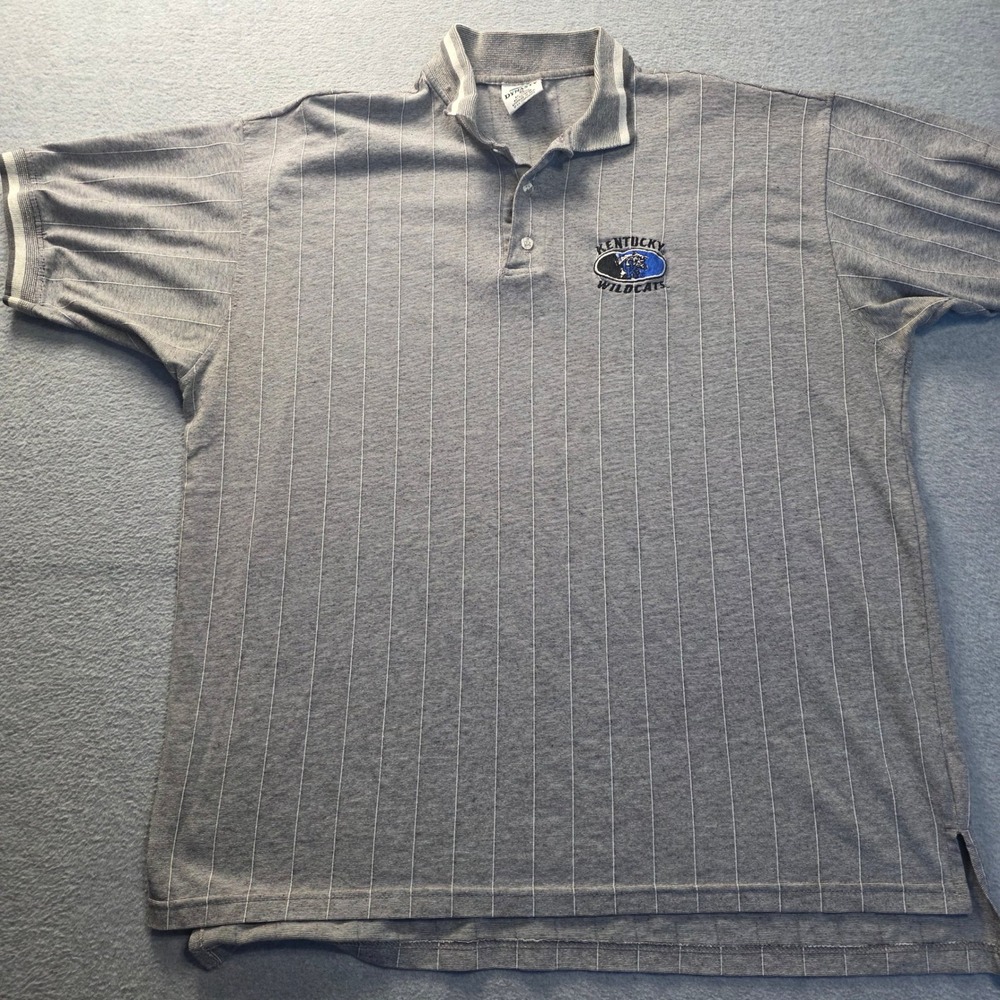 Kentucky Wildcats Polo Shirt Mens XL Gray Pinstripe Dynasty Embroidered NCAA